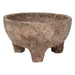 Modern Terracotta Rustic Pot On Legs - Dark Brown