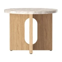 Androgyne Timber Side Table -Trit Houses Shop 1119019 Androgyne Side Table O50 Natural Oak Kunis Breccia Front web