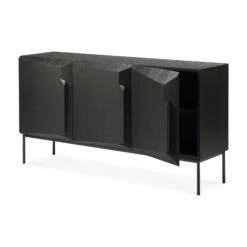 Ethnicraft Oak Stairs Sideboard - 3 Doors -Trit Houses Shop 50437 Oak Stairs black sideboard side02 cut WEB