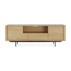 Ethnicraft Oak Shadow Entertainment Unit - 1 Door/1 Flip-down Door/ 2 Drawers