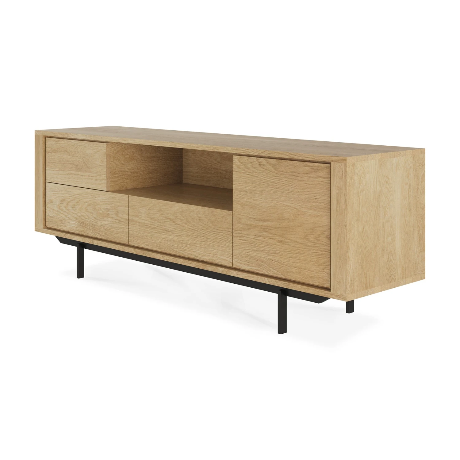 Ethnicraft Oak Shadow Entertainment Unit - 1 Door/1 Flip-down Door/ 2 Drawers 2 Ethnicraft Oak Shadow Entertainment Unit - 1 Door/1 Flip-down Door/ 2 Drawers - Image 2