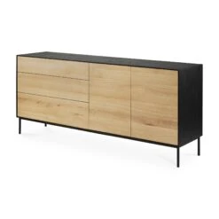 Ethnicraft Oak Blackbird Sideboard - 2 Doors/3 Drawers -Trit Houses Shop 51471 Oak Blackbird sideboard side cut WEB