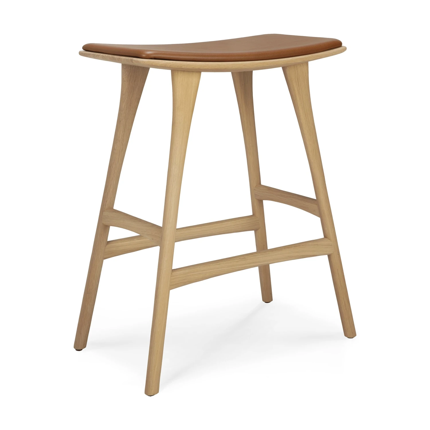 Ethnicraft Oak Osso Counter Stool - Leather 1 Ethnicraft Oak Osso Counter Stool - Leather
