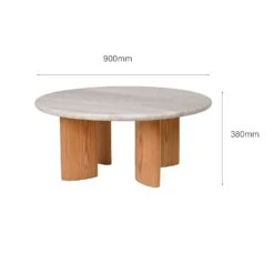 Evona Coffee Table -Trit Houses Shop FS27 Evona Coffee Table Travertine Oak ProductDimensions