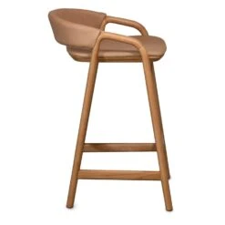 Inlay Counter Stool With Leather Backrest -Trit Houses Shop Inlaystool withupholsteredback TOLVDeepEtchImages 2