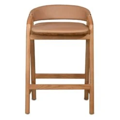 Inlay Counter Stool With Leather Backrest
