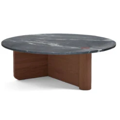 Pivot Round Marble Coffee Table -Trit Houses Shop NAT B02 1 002 Walnut Black Marble 01