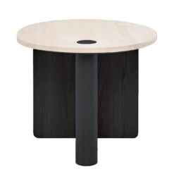 Pivot Round Travertine Side Table 13 Pivot Round Travertine Side Table -Trit Houses Shop NAT B03 1 001 Black 01
