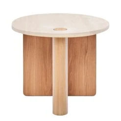 Pivot Round Travertine Side Table 10 Pivot Round Travertine Side Table -Trit Houses Shop NAT B03 1 001 Light Oak 01