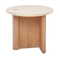 Pivot Round Travertine Side Table 11 Pivot Round Travertine Side Table -Trit Houses Shop NAT B03 1 001 Light Oak 02
