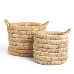 DBodhi Caterpillar Sago Round Basket - Set Of 2