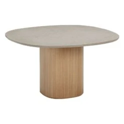 Ovata Dining Table -Trit Houses Shop Ovata Dining table Light oak base Limestone top V1