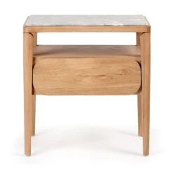 Paru Bedside Table -Trit Houses Shop PF5 Paru Bedside Table White Oak Grey Marble 01