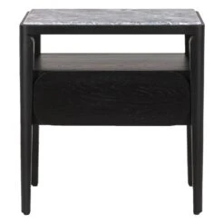 Paru Bedside Table -Trit Houses Shop Paru Bedside Table Black Oak Grey Marble 01
