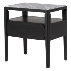 Paru Bedside Table -Trit Houses Shop Paru Bedside Table Black Oak Grey Marble 02