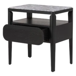 Paru Bedside Table -Trit Houses Shop Paru Bedside Table Black Oak Grey Marble 03