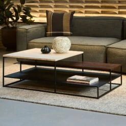 Podium Travertine Rectangular Coffee Table