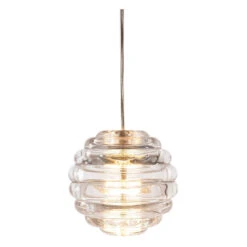 Tom Dixon Press Sphere Pendant Lamp 18 Tom Dixon Press Sphere Pendant Lamp -Trit Houses Shop Press Pendant Mini Sphere Clear 2700K LED FRONT ON