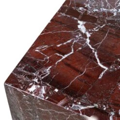 Cube Rectangular Coffee Table 19 Cube Rectangular Coffee Table -Trit Houses Shop RossoLevantoMarble CubeSideTable Sml DETAIL