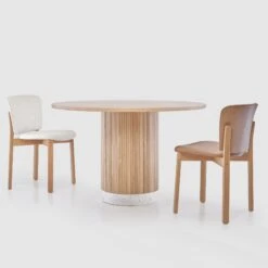 Rotunda Dining Table -Trit Houses Shop SKI B01 1 010 Terrazzo Nougat Light Oak 1200mm 02