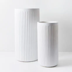 Pleat Cylinder Tall Pot - Set Of 2
