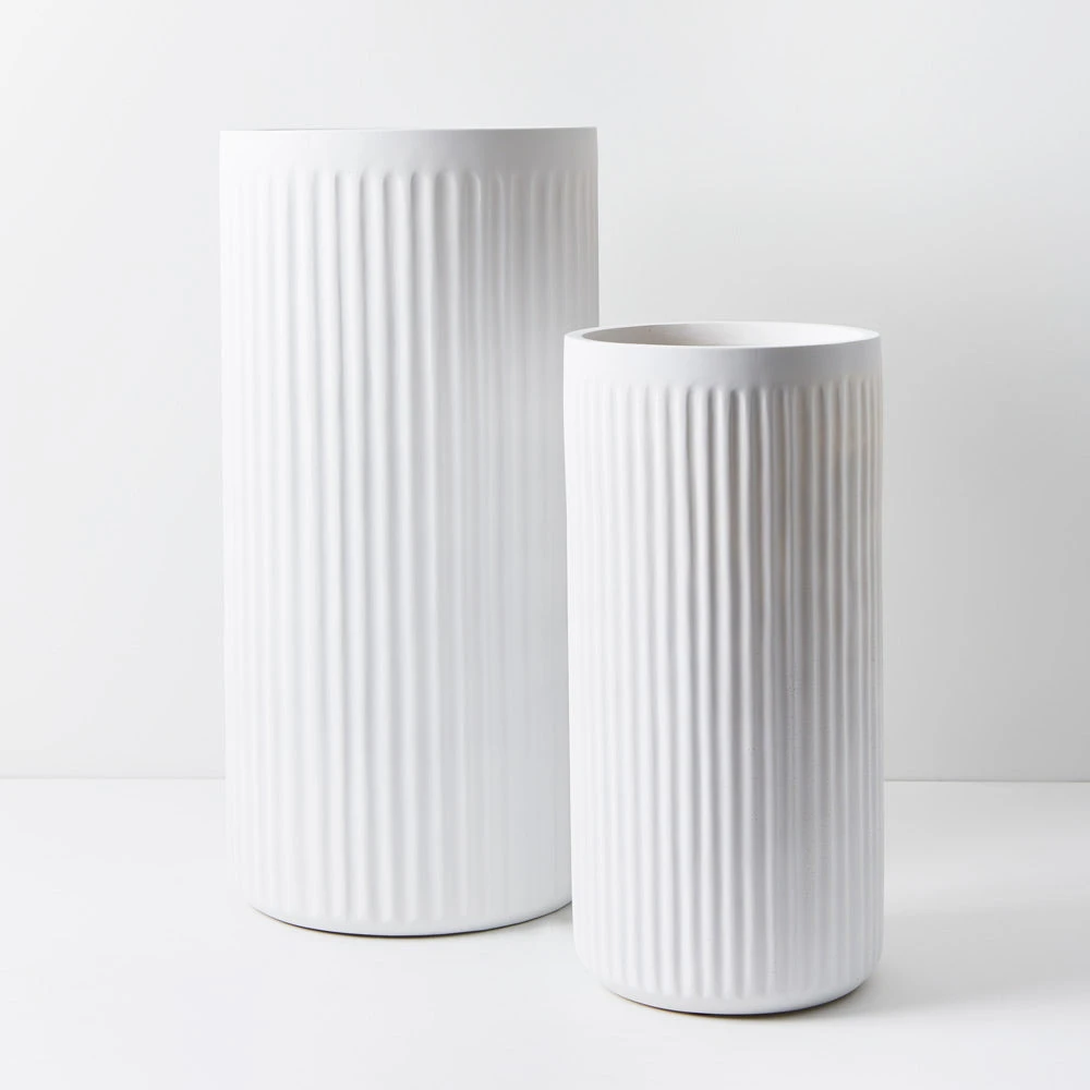 Pleat Cylinder Tall Pot - Set Of 2 1 Pleat Cylinder Tall Pot - Set Of 2