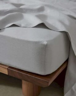 Ravello French Flax Linen Fitted Sheet 33 Ravello French Flax Linen Fitted Sheet -Trit Houses Shop Weave Ravello bedding fitted corner sheet silver web