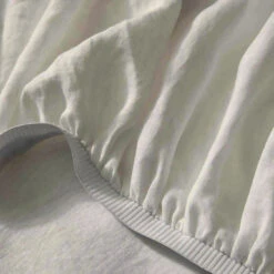 Ravello French Flax Linen Fitted Sheet 27 Ravello French Flax Linen Fitted Sheet -Trit Houses Shop Weave Ravello bedding fitted sheet elastic Bone web