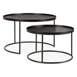 Ethnicraft Round Tray Coffee Table - Set Of 2