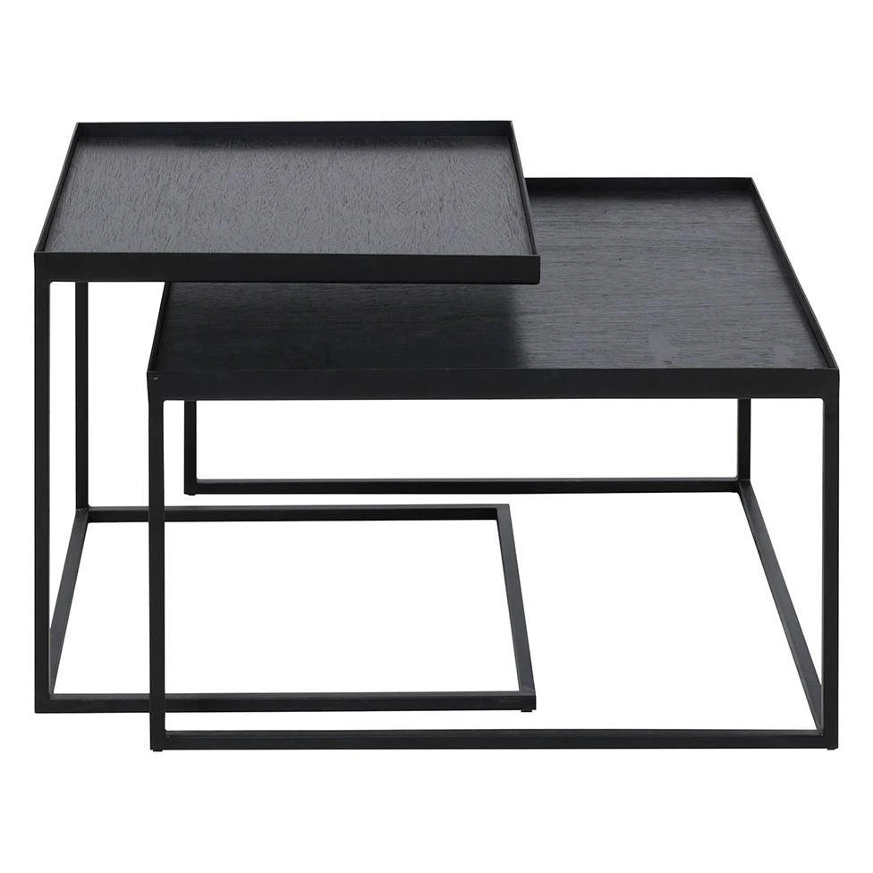 Ethnicraft Square Tray Side Table - Set Of 2 1 Ethnicraft Square Tray Side Table - Set Of 2