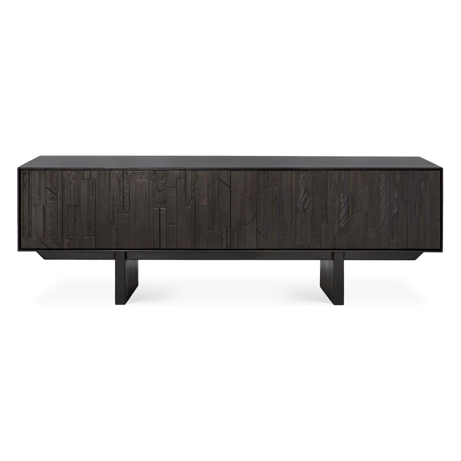 Ethnicraft Teak Mosaic TV Cupboard - 1 Flip-down Door/1 Drawer 1 Ethnicraft Teak Mosaic TV Cupboard - 1 Flip-down Door/1 Drawer