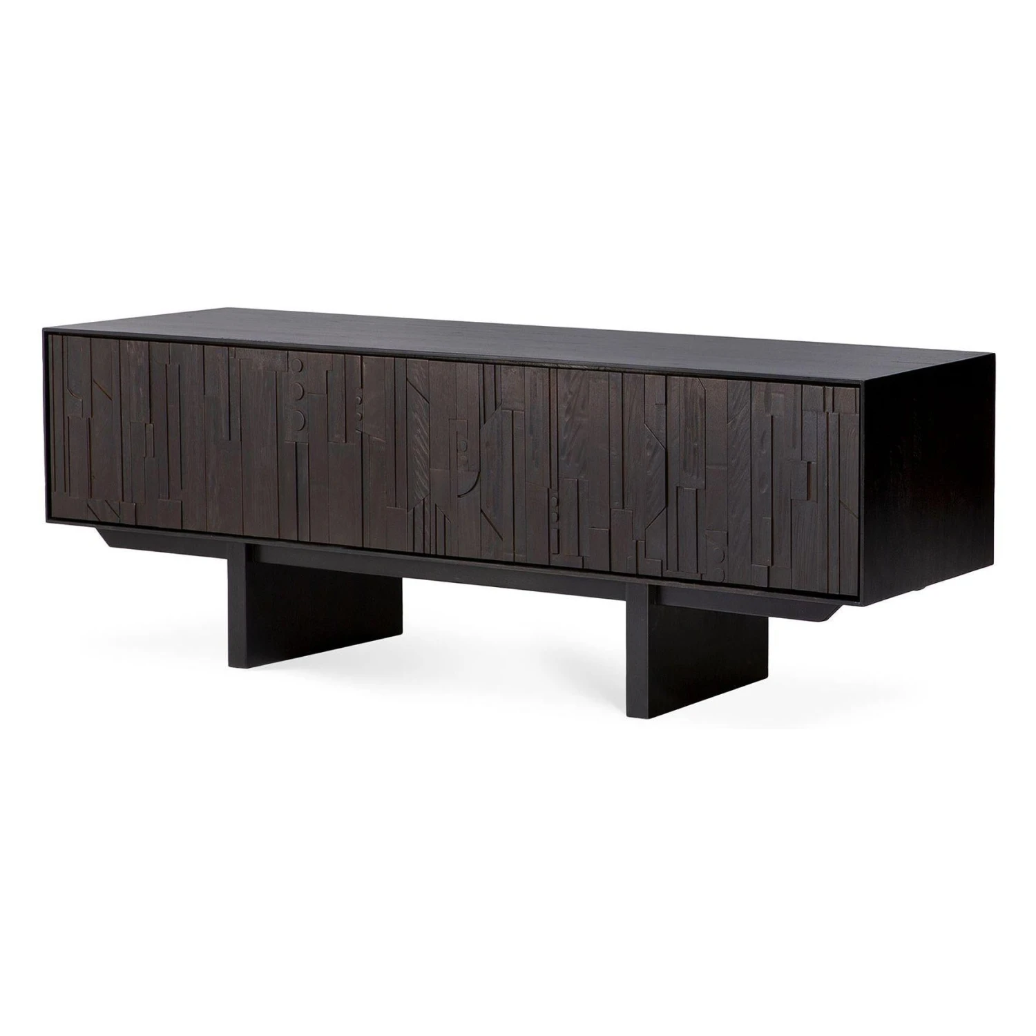 Ethnicraft Teak Mosaic TV Cupboard - 1 Flip-down Door/1 Drawer 2 Ethnicraft Teak Mosaic TV Cupboard - 1 Flip-down Door/1 Drawer - Image 2