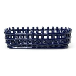 Ferm LIVING Ceramic Oval Basket 5 Ferm LIVING Ceramic Oval Basket -Trit Houses Shop fermLIVING CeramicBasketOval Blue 1104264537 pack 1