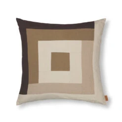 Ferm LIVING Border Patchwork Cushion 5 Ferm LIVING Border Patchwork Cushion -Trit Houses Shop fermLIVING SS24 BorderPatchworkCushion CoffeeDarkSand 1104268645 1104269318 1 web