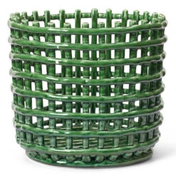 Ferm LIVING Ceramic Large Basket 7 Ferm LIVING Ceramic Large Basket -Trit Houses Shop fermLIVING SS24 CeramicBasketLarge EmeraldGreen 1104268938 1