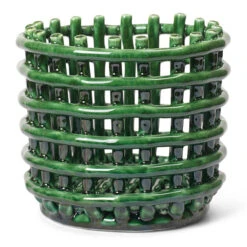 Ferm LIVING Ceramic Small Basket 7 Ferm LIVING Ceramic Small Basket -Trit Houses Shop fermLIVING SS24 CeramicBasketSmall EmeraldGreen 1104268940 1