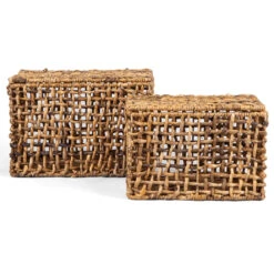 DBodhi Rinjani Rectangular Basket Two Tone - Set Of 2
