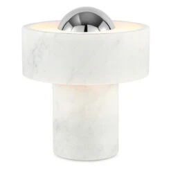 Tom Dixon Stone Portable Lamp -Trit Houses Shop stone portable silver led front on shadow