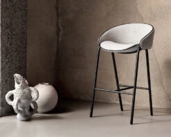 Folium Bar Stool With Leather Piping -Trit Houses Shop wen c04 1 003 light grey julie 04 lifestyle 02 thumb 1